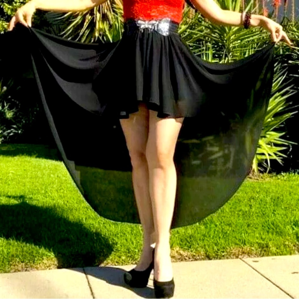 Ameynra High Low Skirt Skirt black crepe de chine